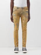 Purple Brand - P001 Cathay Spice Over Splatter-print Jeans - Mens - Light Indigo