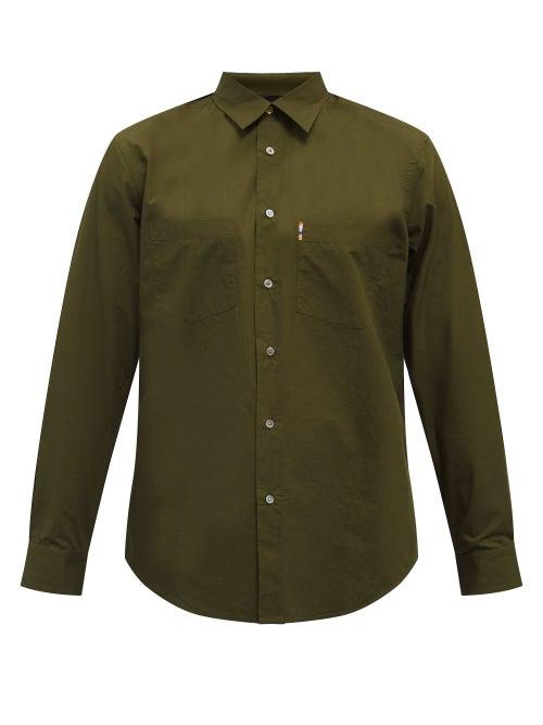 Mens Rtw Paul Smith - Artist Stripe-embroidered Cotton-poplin Shirt - Mens - Khaki