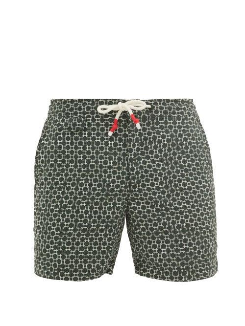 Matchesfashion.com Orlebar Brown - Standard Geometric-print Swim Shorts - Mens - Green