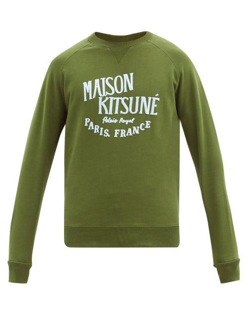 Matchesfashion.com Maison Kitsun - Palais Royal Flocked Jersey Sweatshirt - Mens - Khaki