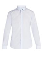 Burberry Logo-embroidered Pinstriped Cotton Shirt