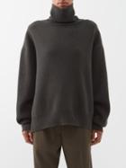 Raey - Cropped Displaced-sleeve Roll-neck Wool Sweater - Womens - Khaki