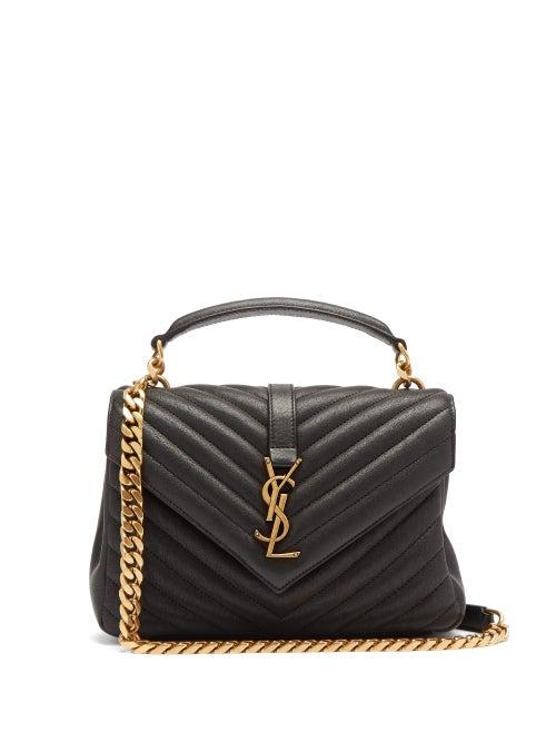 Matchesfashion.com Saint Laurent - College Monogram Quilted-leather Cross-body Bag - Womens - Black