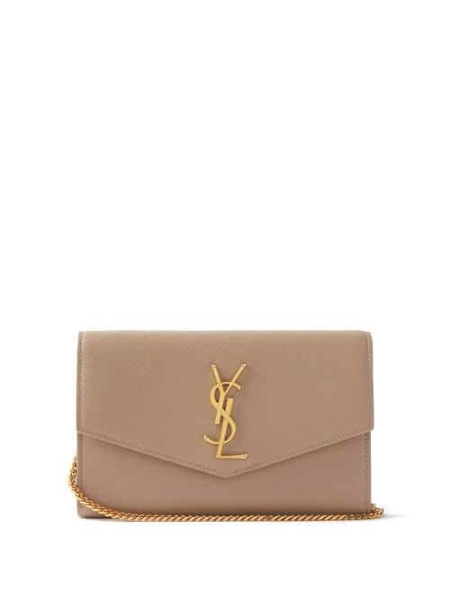 Saint Laurent - Uptown Ysl-logo Leather Cross-body Bag - Womens - Beige