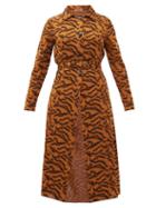 Matchesfashion.com Missoni - Belted Tiger-jacquard Coat - Womens - Orange Multi