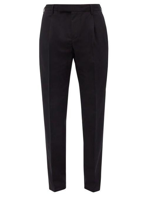 Matchesfashion.com Dunhill - Pleated Wool-blend Slim-leg Trousers - Mens - Black