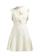 Matchesfashion.com Giambattista Valli - Sleeveless Ruffle Trimmed Ponte Mini Dress - Womens - Ivory