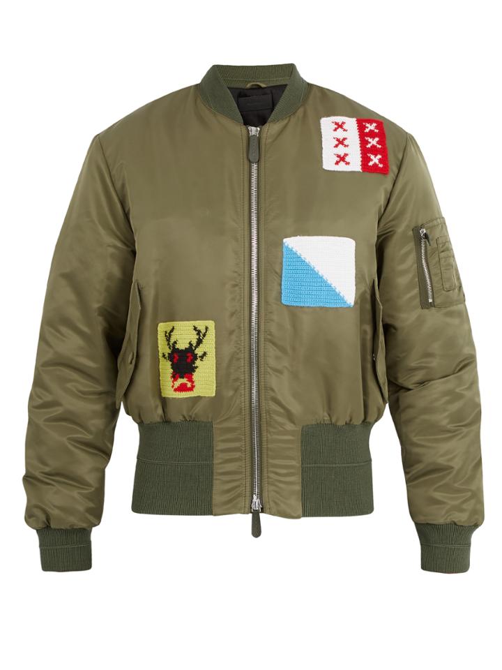 J.w.anderson Crochet-patch Satin Bomber Jacket