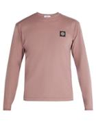 Matchesfashion.com Stone Island - Logo Patch Long Sleeved Cotton T Shirt - Mens - Light Pink