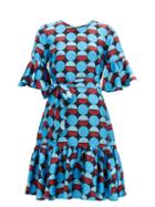 Matchesfashion.com La Doublej - Curly Swing Geometric-print Silk Dress - Womens - Blue Print