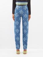 Ahluwalia - Gifty Laser-etched Organic-cotton Jeans - Womens - Mid Indigo