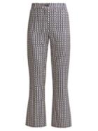 Matchesfashion.com Valentino - Optical Print Wool Blend Trousers - Womens - Blue Multi