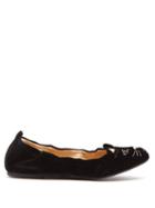 Matchesfashion.com Charlotte Olympia - Kitty Velvet Ballet Flats - Womens - Black Gold