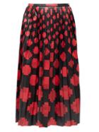 Matchesfashion.com Marni - Pleated Pixel Print Leather Midi Skirt - Womens - Black Red