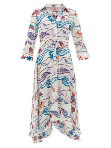 Matchesfashion.com Le Sirenuse, Positano - Lucy Magic Flower-print Cotton-voile Dress - Womens - Cream Print