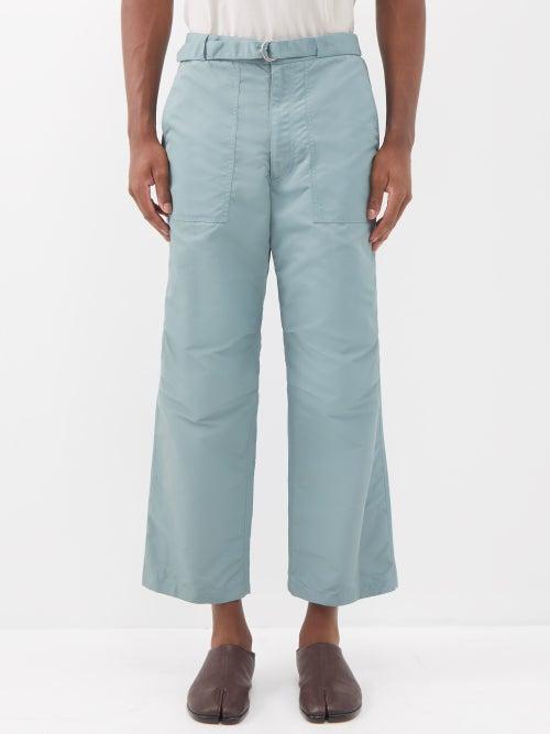 Le17septembre Homme - Belted Cotton-blend Twill Trousers - Mens - Blue