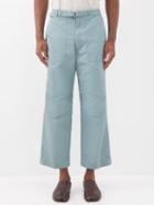 Le17septembre Homme - Belted Cotton-blend Twill Trousers - Mens - Blue