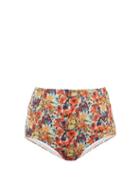 Matchesfashion.com Muzungu Sisters - Ivy Poppy Print Bikini Briefs - Womens - Orange