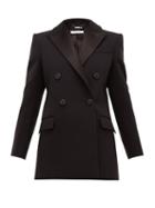 Matchesfashion.com Givenchy - Double Breasted Satin Lapel Wool Blend Jacket - Womens - Black