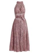 Matchesfashion.com Diane Von Furstenberg - High Neck Silk Dress - Womens - Pink Print