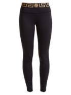 Matchesfashion.com Versace - Logo Print Performance Leggings - Womens - Black Gold