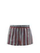 Asceno - London Striped Silk Pyjama Shorts - Womens - Red Stripe