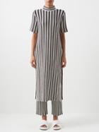 Jil Sander - Striped Longline Cotton-blend Dress - Womens - White Navy