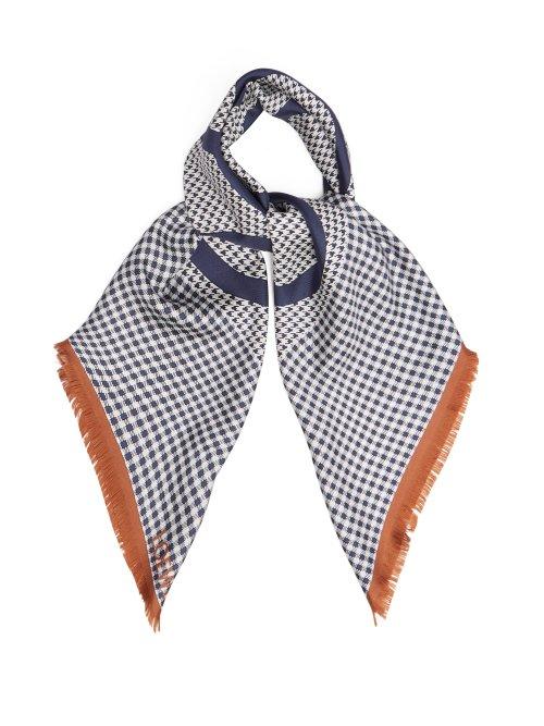 Matchesfashion.com Loewe - Houndstooth Print Silk Twill Scarf - Womens - Blue