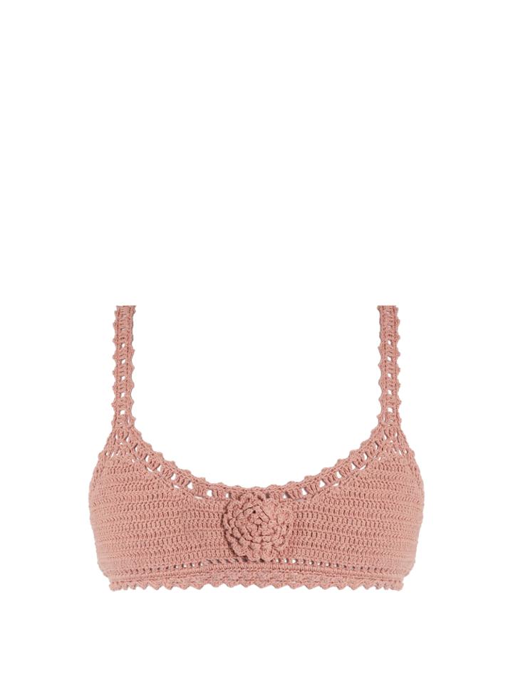 She Made Me Jannah Crop Crochet Bikini Top
