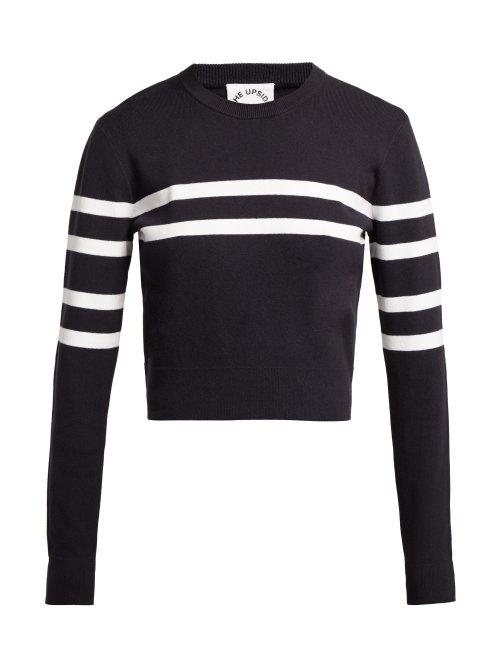 Matchesfashion.com The Upside - Nala Striped Cotton Blend Sweater - Womens - Navy