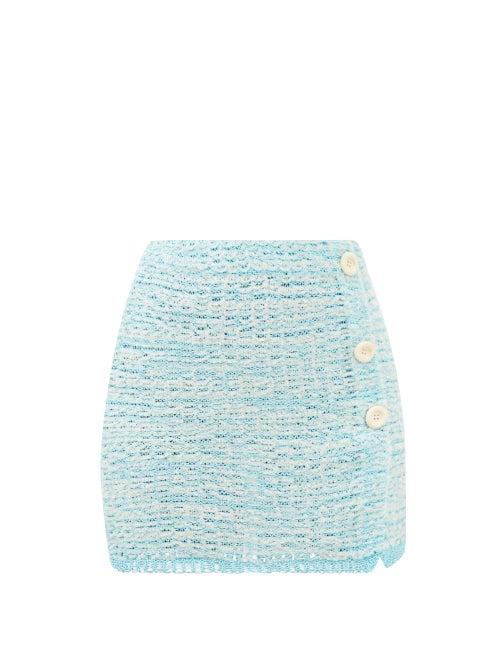 Acne Studios - Kelroy Knitted Cotton-blend Mini Skirt - Womens - Light Blue