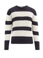Matchesfashion.com Officine Gnrale - Marco Striped Linen-blend Sweater - Mens - Navy Multi