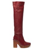Matchesfashion.com Jacquemus - Sabots Leather Over The Knee Boots - Womens - Burgundy