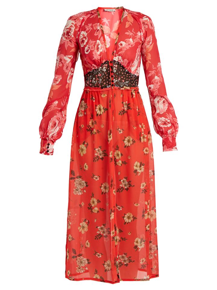 Attico Beatriz Floral-print Silk-georgette Dress