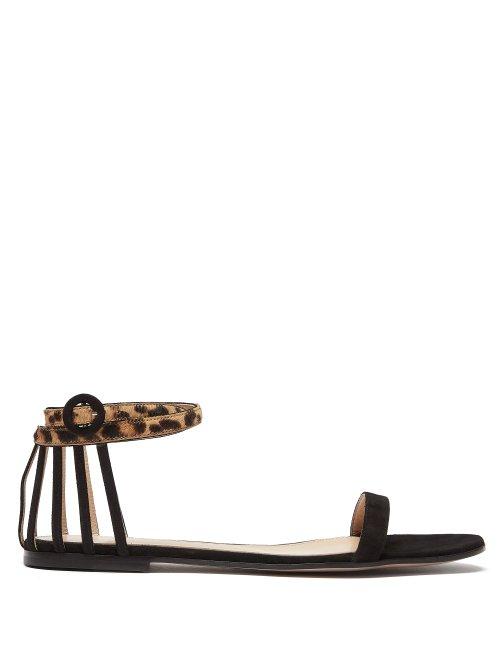 Matchesfashion.com Gianvito Rossi - Leopard Strap Suede Sandals - Womens - Black Multi