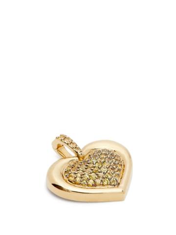 Matchesfashion.com Nadine Aysoy - Catena Heart Sapphire & 18kt Gold Charm - Womens - Yellow Gold