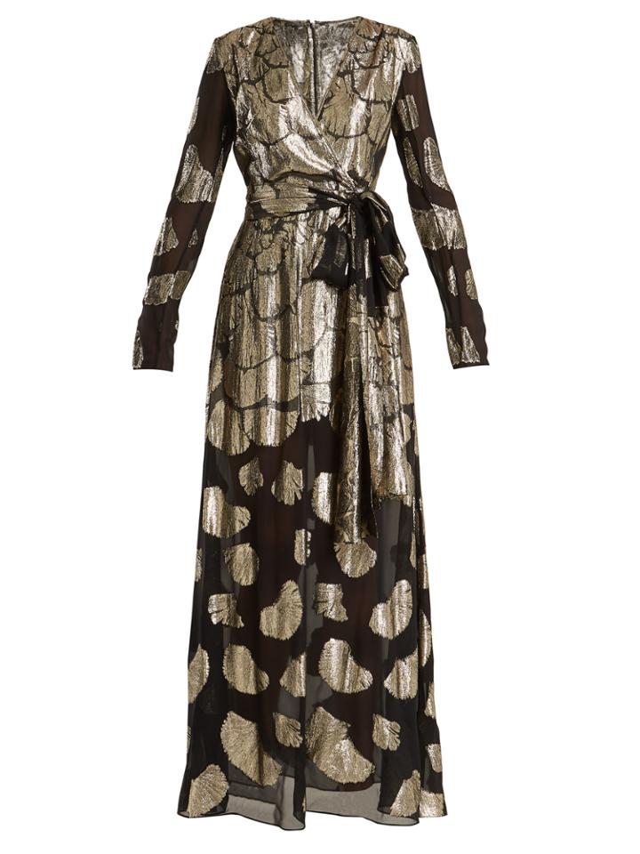 Carl Kapp Leaf-jacquard Silk-blend Wrap Dress