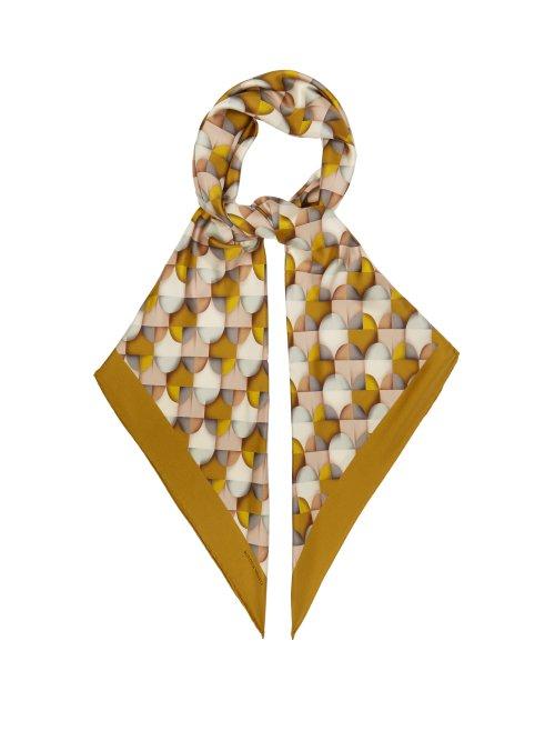 Matchesfashion.com Bottega Veneta - Geometric Print Silk Twill Scarf - Womens - Green