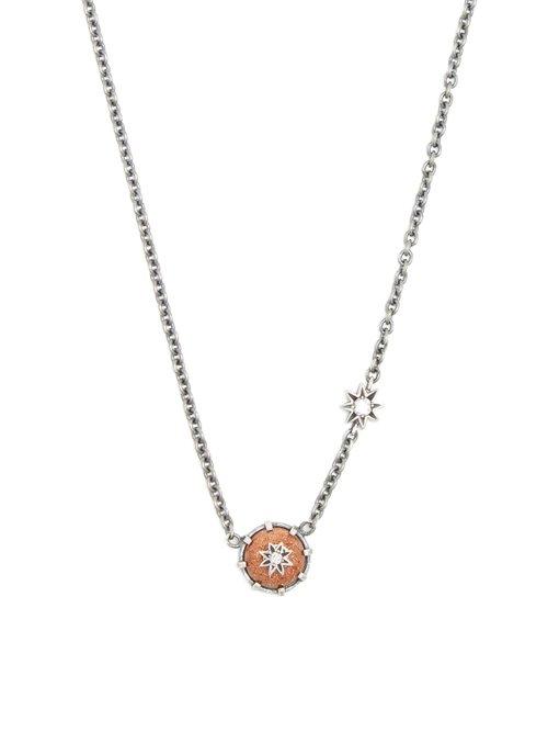 Matchesfashion.com Bottega Veneta - Cubic Zirconia And Oxidised Silver Necklace - Womens - Bronze