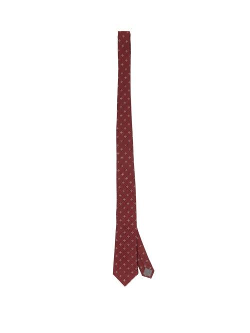 Matchesfashion.com Brunello Cucinelli - Tile-embroidered Silk-twill Tie - Mens - Burgundy