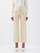 Valentino - Optical Valentino Cotton-blend Tweed Trousers - Womens - Cream Gold