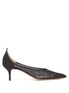 Matchesfashion.com Francesco Russo - Pointed Lace Covered Mesh Pumps - Womens - Black