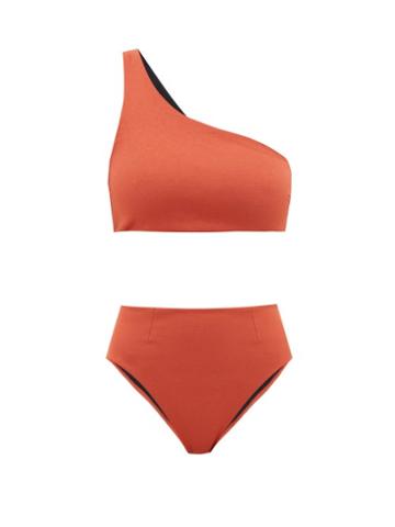 Matchesfashion.com Haight - Perlin One-shoulder Crepe Bikini - Womens - Dark Orange