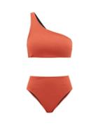 Matchesfashion.com Haight - Perlin One-shoulder Crepe Bikini - Womens - Dark Orange