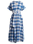 Mara Hoffman Ingrid Gingham Crinkled-cotton Wrap Dress