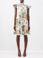 Erdem - Pomona Floral-print Cotton-poplin Mini Dress - Womens - White Green
