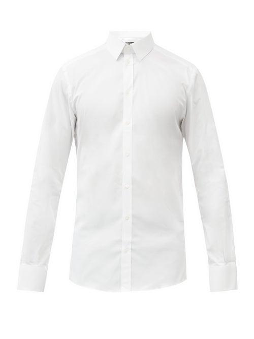 Matchesfashion.com Dolce & Gabbana - Slim-fit Cotton-blend Poplin Shirt - Mens - White