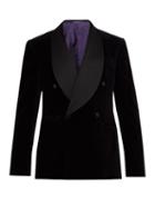 Matchesfashion.com Ralph Lauren Purple Label - Double Breasted Velvet Blazer - Mens - Black