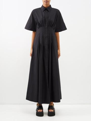 Lee Mathews - Oakley Cotton Shirt Dress - Womens - Black