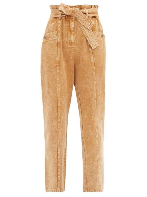Matchesfashion.com Sea - Idun Paperbag-waist Acid-washed Cotton Jeans - Womens - Beige